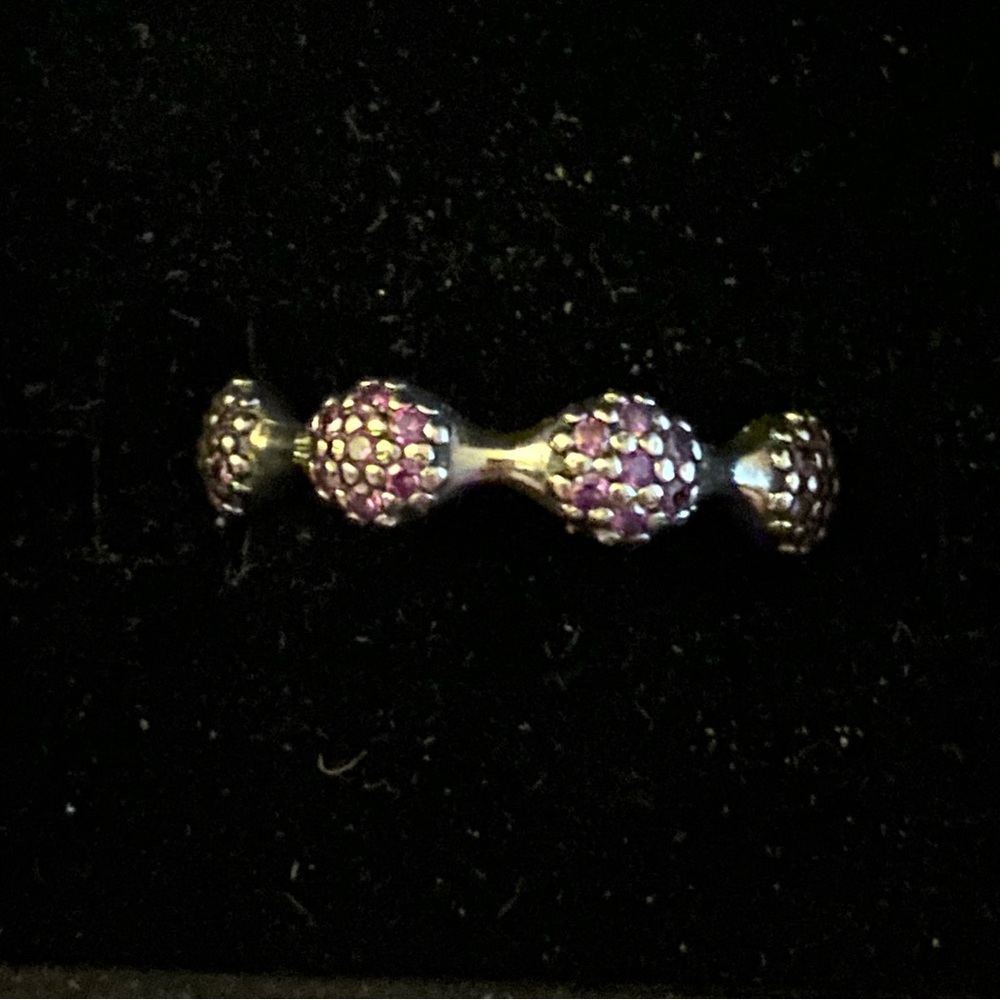 Pandora purple stone sterling silver 925 pods ring in size 8